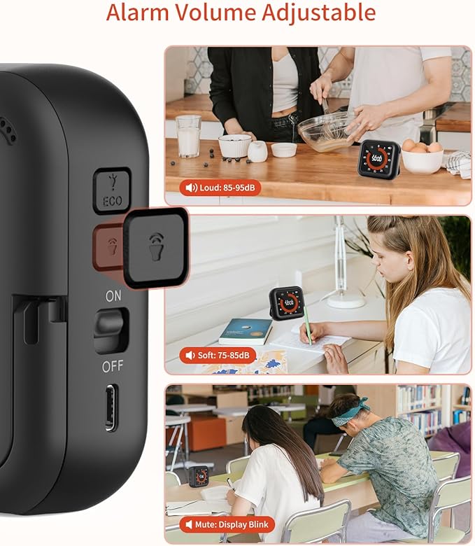 MeesMeek Digital Visual Timer - Large Display Magnetic Countdown Timer with Adjustable Volume and Brightness, 11H59M Memory Function for Kitchen, Classroom, Study Time Management, Seniors & Teachers