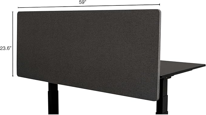 Stand Up Desk Store ReFocus Clamp-on Acoustic Desk Divider Privacy Panel That Reduces Noise and Visual Distractions (Ash Gray, 59" x 23.6")