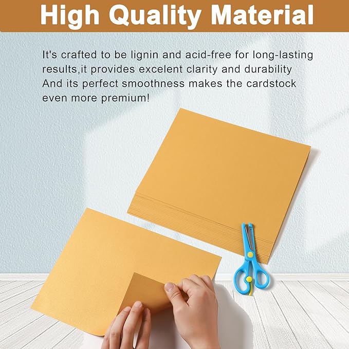 Silunkia 120 Sheets Gold Shimmer Cardstock 8.5 x 11 Metallic Paper, 250gsm/92lb Thick Paper Card Stock for Birthday Decorations, DIY Cards Making, Greeting Cards, Wedding Invitations, School Crafting