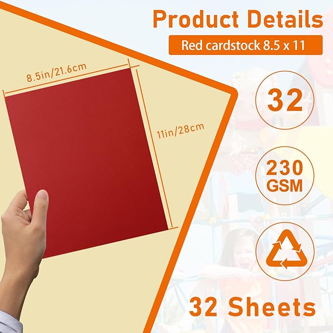 Guakicae 32 Sheets Christmas Red Cardstock 8.5 x 11 Anniversary Card, 80lb Heavyweight Dark Red Card Stock for DIY Cards Making, Wedding Invitations, Thank You Cards, Birthday