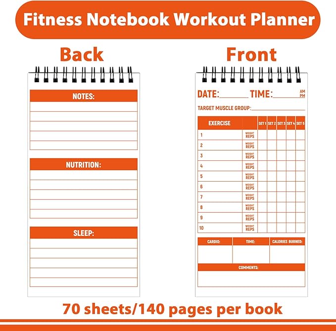 gisgfim 8 Pack Fitness & Workout Notebook Bulk Workout Log Fitness Journal for Men Women Exercise & Weight Training Notebook Planner Fitness Tracker Log for Bodybuilding 4 x 8 Inch 140 Pages/Pad