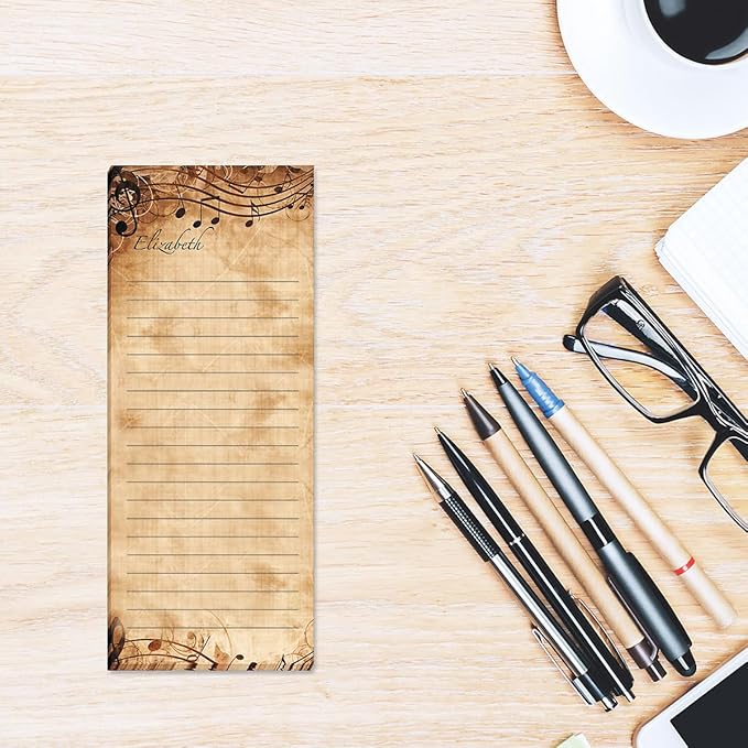 Sheet Music Personalized Lined Shopping List Pads - Set of 3