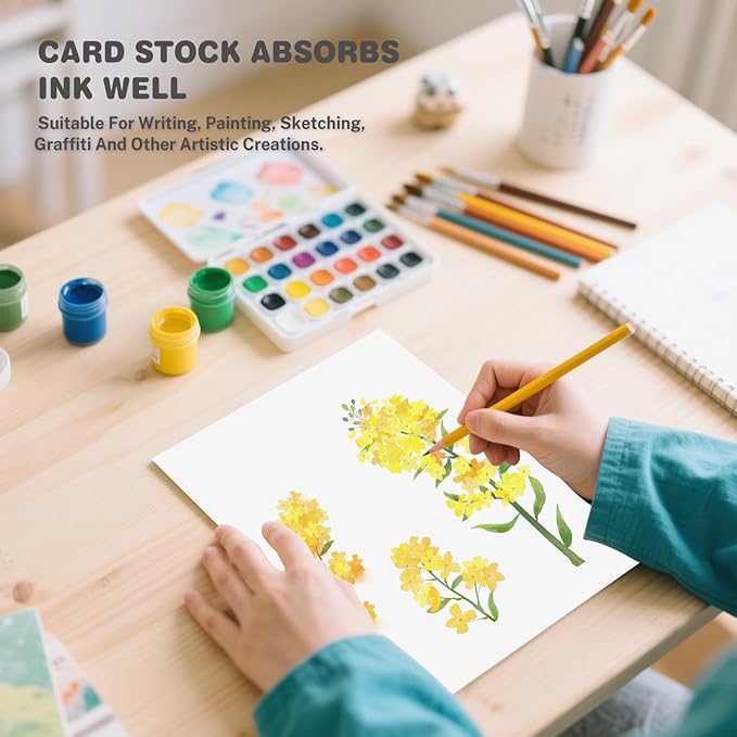 White Cardstock 8.5 X 11, 80 Sheets Card Stock, 75lb/ 200gsm Copy Paper, Cardstock Printer Paper for Art, Drawing, Invitations, DIY Cards, Watercolor, Craft, Construction, School & Office Supplies