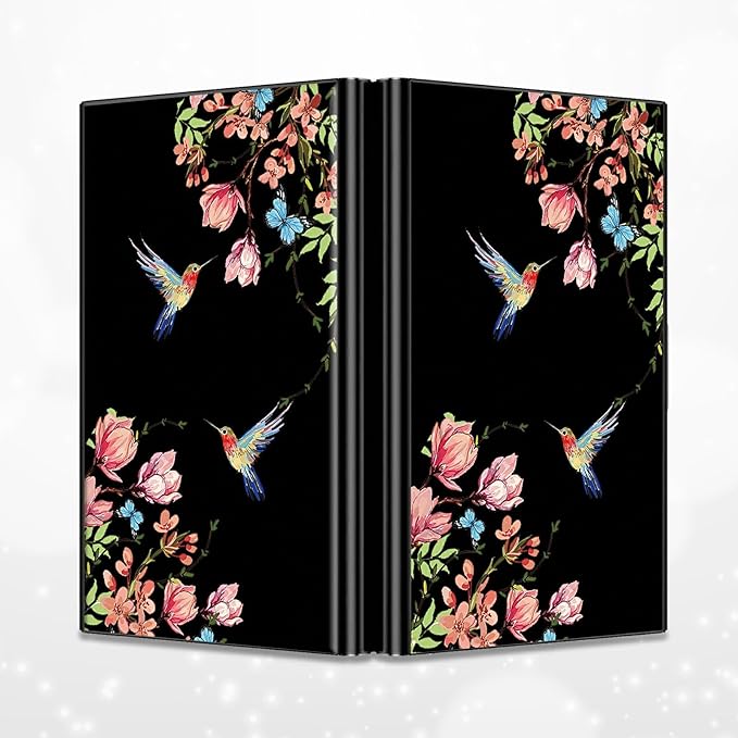 BWEGRHE Slim Credit Card Holder, Hummingbird Floral Sakura RFID Blocking Metal Wallet for Men & Women, Aluminum Minimalist Hard Case Pocket-Sized Business Cards Organizer (Fits Up to 10 Cards)