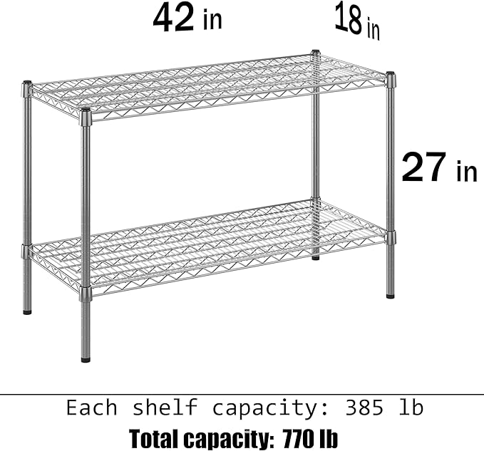 Regal Altair 18" Deep x 42" Wide x 27" Height Wire Shelving Kit | 2-Tier | NSF Commercial Storage Rack Unit