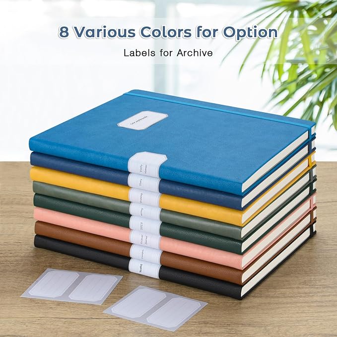 Lined Journal Notebook, 8.5" x 11" Hardcover Leather Notebook for Work, Wide Ruled Notebook Journal for Women Men, 192 Thick Paper, Lay Flat, 2 Pockets, A4 Large Journals for Writing, Blue Notebook