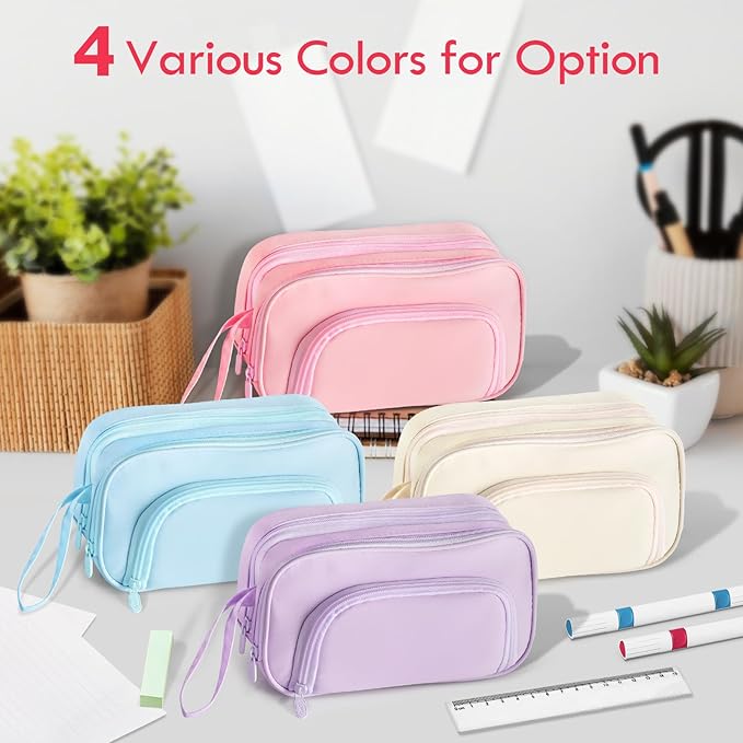 SANANT Large Capacity Pencil Case with Pull-out Structure - Multifunctional Extra Big Pencil Pouch Pen bag, Portable Stationery Organizer with Zipper, College Office School Supplies for Girls, Pink