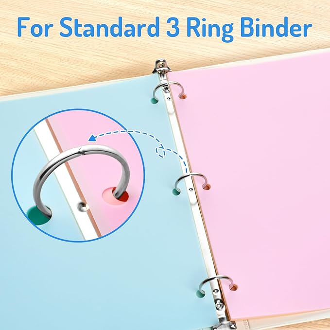 Forvencer 48Pcs/6Set Binder Dividers with Big 8 Tabs, Write&Erase Plastic Dividers for 3 Ring Binder, Tab Divider with Sticker Labels for Student, Teacher, Office, Home Organizers, School Supplies
