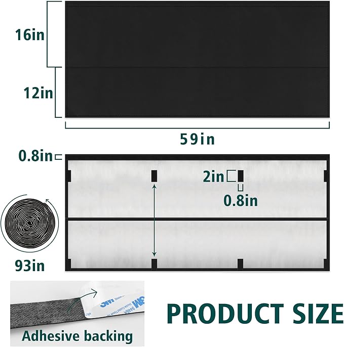 EcoBrisa 60" Under Desk Privacy Panel with Cable Management Organizer Sleeve Self-Adhesive Modesty Panel for Cord Organizer Pockets and Desk Skirt for Home Office or Standing Workstation