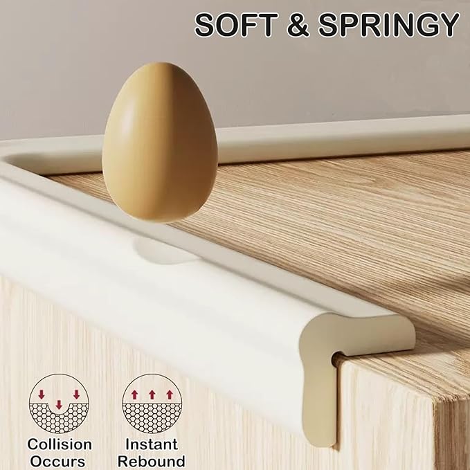 Baby Proof Corners and Edges Protector 10ft Edge+4 Corner Guard, Fireplace Baby Proofing Bumper, Heavy-Duty Soft NBR Foam Edge Corner Protector for Furniture Table, Childsafe/Pre-Taped White