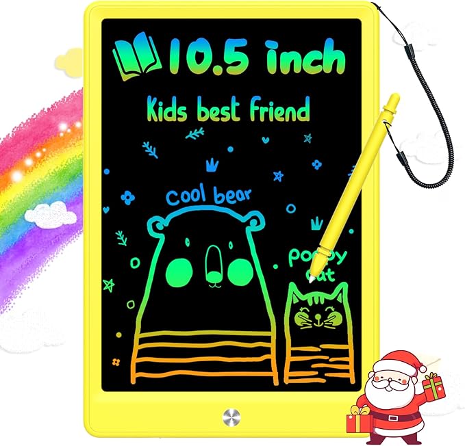 BUKEBU LCD Writing Tablet Doodle Board,10.5 inch Colorful Drawing Pad,Electronic Drawing Tablet, Drawing Pads,Travel Gifts for Kids Ages 3 4 5 6 7 8 Year Old Girls Boys (Yellow)