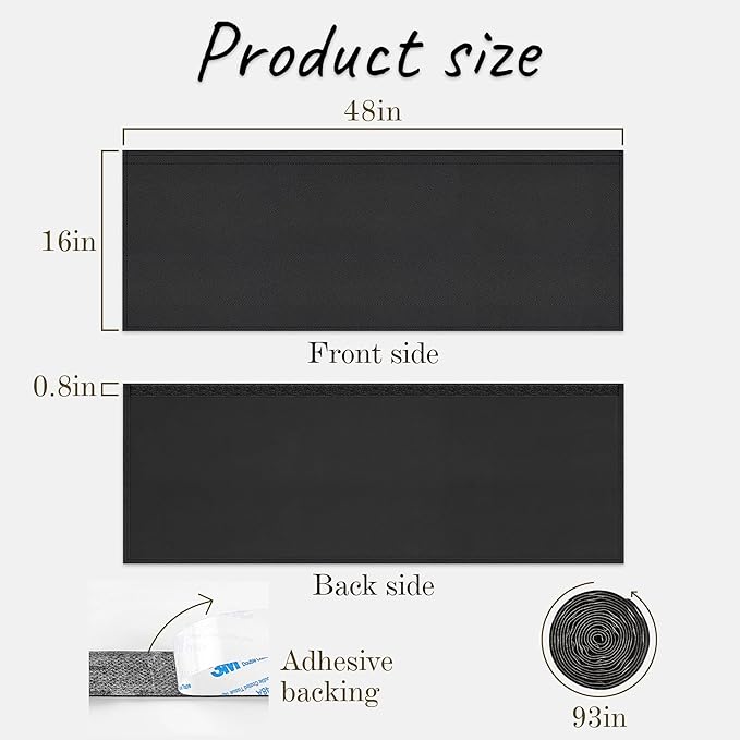 EcoBrisa 48" Under Desk Privacy Panel Self-Adhesive Modesty Panel Stand Up Desk Modesty Panel for Home Office or Standing Workstation, Black