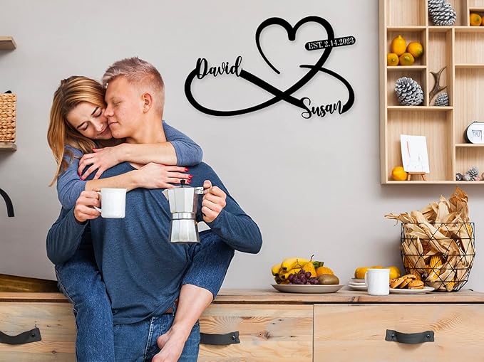 Custom Metal Heart and Infinity Wall Art Valentines Day Wedding Gifts Housewarming Gift Love Metal Sign Infinity Metal Sign Heart Metal Wall Art Love Heart Metal Sign