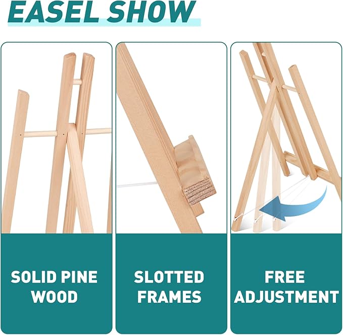 ESRICH 2Pack16in Tabletop Easel,Tabletop Easel for Painting Party, Wooden Tabletop Display Easels,Painting Easel for Displaying Canvases, Photos, Display Tripod Holder Stand for Students Kids