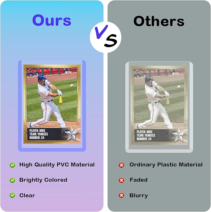 260pt 3"x4" Hard Card Sleeves - 25Pcs Hard Plastic Top Loader Card Sleeves for Trading Cards, Fit for Thick Baseball, Basketball, Hockey, Football, Games and Memorbilia Cards