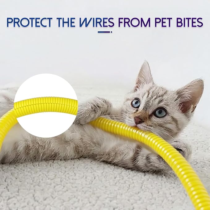 Split Wire Loom Tubing, 10,25ft Cord Protectors from Pets No Chew, Flexible Wire Covers Cord Protectors, Protective Split Cable Sleeve for Automotive Home Industrial Wires(Yellow, 0.46inch-10ft)