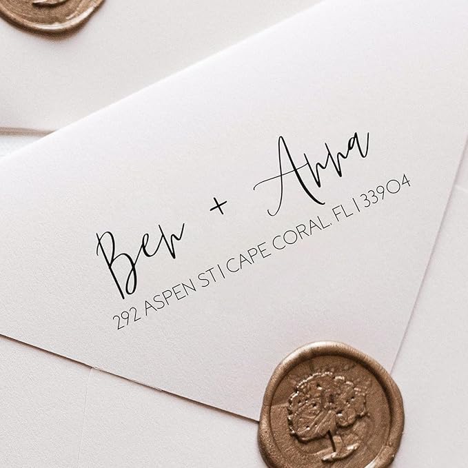 Self Inking Modern Address Stamps | Custom Return Address Stamper (Modern Brush Script, Medium)