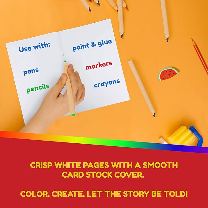 Hygloss Blank Books - Bulk 20 Pack – 5.5" x 8.5" A5 Assorted Colors – Paperback Blank Books for Kids to Write Stories, Doodle Art – Plain Drawing Sketchbook, Unlined Journal, Notebook Without Lines
