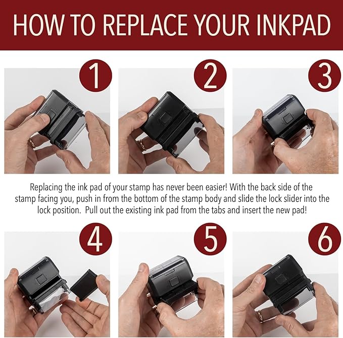 Self Inking Modern Address Stamps | Custom Return Address Stamper (Antique Script, Xtra Wide)
