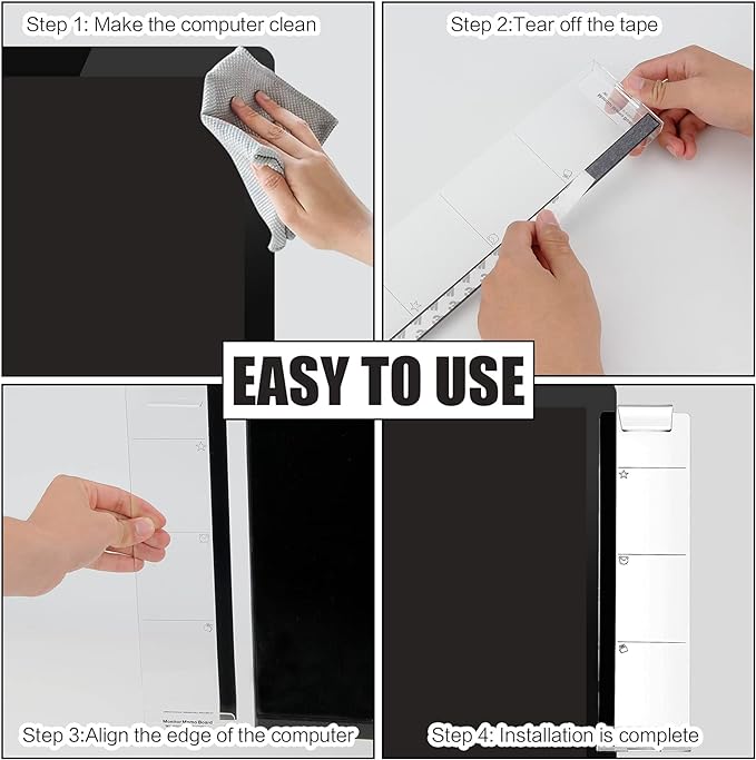 Office Desk Accessories 2pcs Multifunction Computer Monitor Memo Board - Transparent Computer Side Panel Memo Creative Monitor Side Panel with Phone Holder Suitable for Office Home Desktop