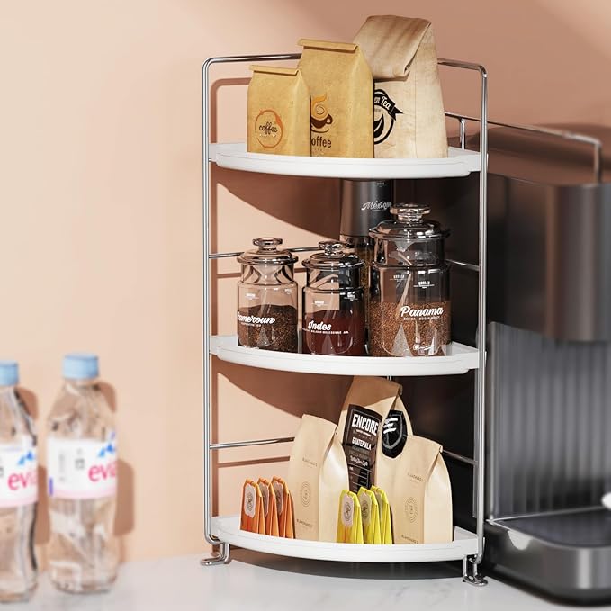 JANUS LiANG 3-Tier Bathroom Counter Organizer, Plastic Bathroom Organizer, Tool-Less Installation Makeup Vanity Tray, Bathroom Organizer Countertop Skincare Perfume Organizers (Chrome)