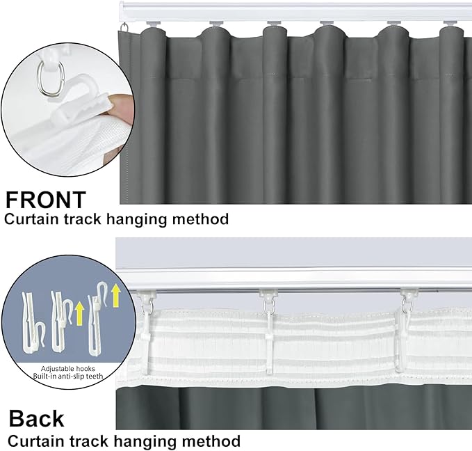 Cbsroro Room Divider Blackout Curtain Track Curtains Wall Dividers Panels Screen for Living Rooms Bedroom Office Privacy Partition Separation, W180 × L84 Inch,1 Panel, Grey