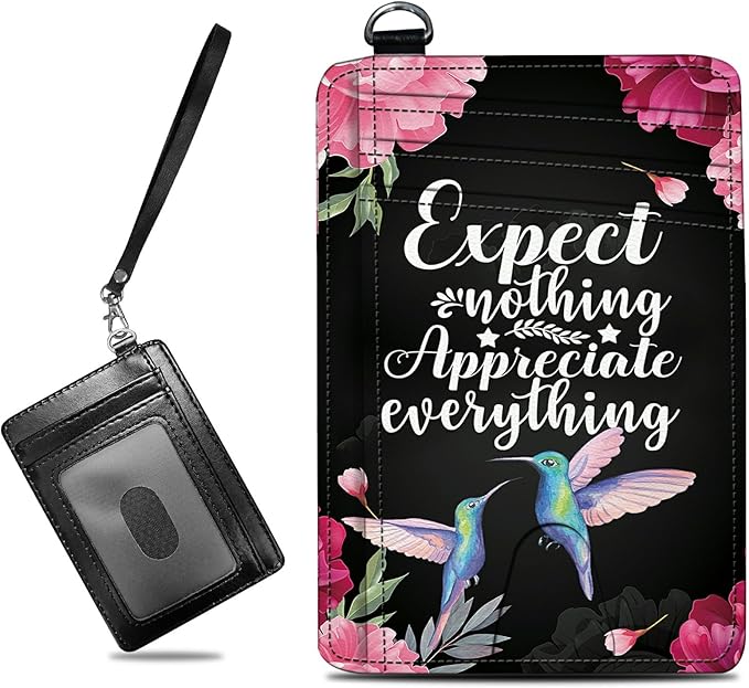 BWEGRHE Small Travel Wallets, Humingbird Flower Slim Minimalist Front Pocket Wallet with Wristlet, RFID Blocking PU Leather Credit Card Holder with ID Window Change Purse for Men Women
