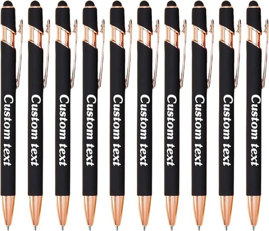 CRME Personalized Pens with Stylus Custom Pens in Bulk Customized Pen Engraved with Name Business Logo Multi Colors Ideal for Birthday School Party Metal Material Office Supplies for Women and Men