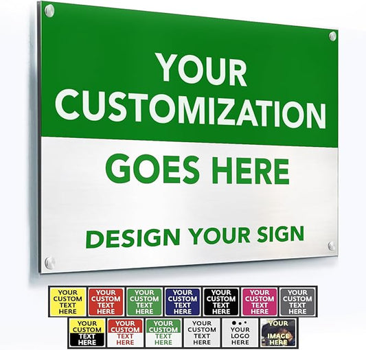 SPEEDYOOKS Custom Outdoor Metal Sign, Personalized Aluminum, Customized Safety, Business, Waterproof - White Aluminum (Green & White, 36x24 In)