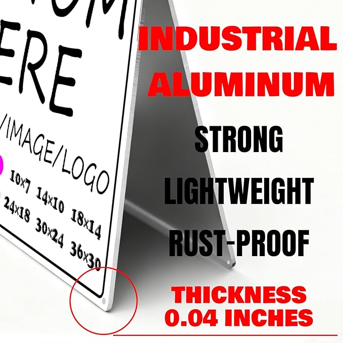 Custom Signs-14×10inches-Metal Sign Customized Sign with Your Text,Logo,photo,Prefabricated holes,easy installation, optional reflective,for Indoors/outdoors