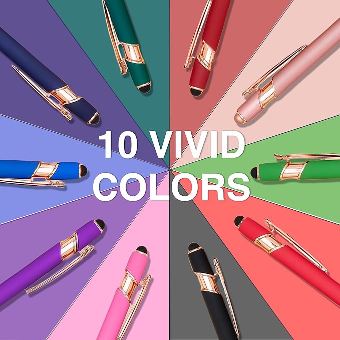 CRME Personalized Pens with Stylus Custom Pens in Bulk Customized Engraved with Name Business Logo Ideal for Birthday Wedding Party Metal Material Work Office Supplies for Women and Men Red Pen
