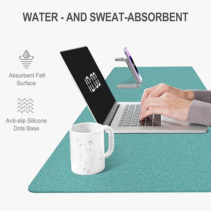 Auhoahsil Felt Desk Mat, Minimalist Large Mouse Pad XXL 35.5 x 15.7 in, Desk Matt for Desktop, Keyboard, Laptop, Computer, Office, Work from Home, Gaming, Dark Green