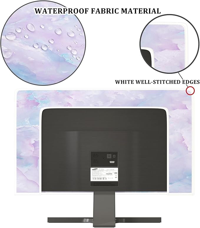 Baocicco Violet Marble Waterproof 65 Inch TV Dust Cover Anti-Static Dustproof Abstract Creative Desigen Television Accessories TV LCD Screen Texture TV Decoration for LED LCD OLED TVs