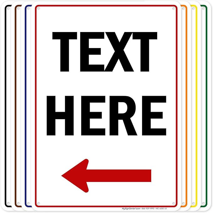Custom Arrow,Custom Directional Sign, Left Arrow,10x14 Inches, 55 mil thick HDPE (high density polyethylene), Made in USA by My Sign Center