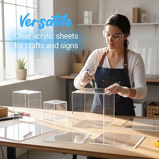 CALPALMY (2 Pack) 1/2" Thick Clear Acrylic Sheets 24" x 48", Pre-Cut Plexiglass Sheets for Craft Projects, Acrylic Signs, Display Cases or Shelving and More - Easy to Cut with Power Saw etc