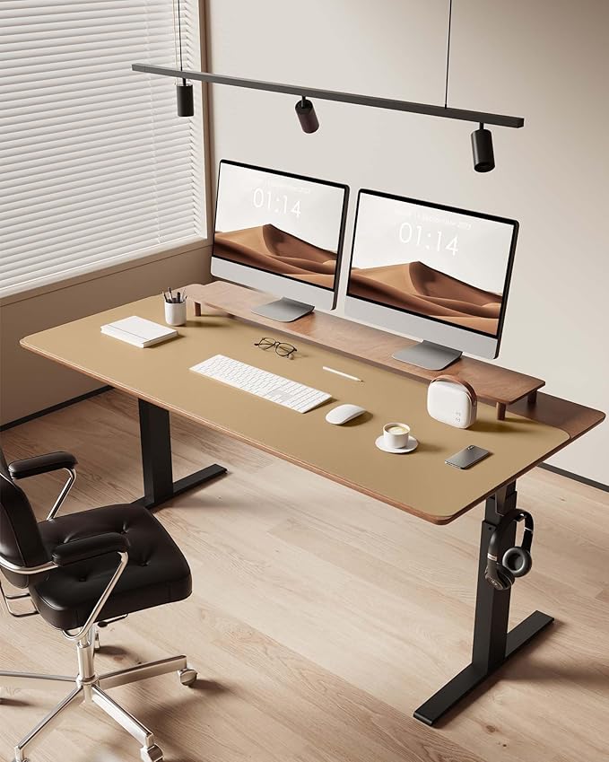 YSAGi Leather Desk Protector, Office Mat, Large Mouse Mat, Non-Slip PU Leather Blotter, Laptop Desk Mat, Waterproof Writing Pad for Office and Home (Latte, 47" x 17")