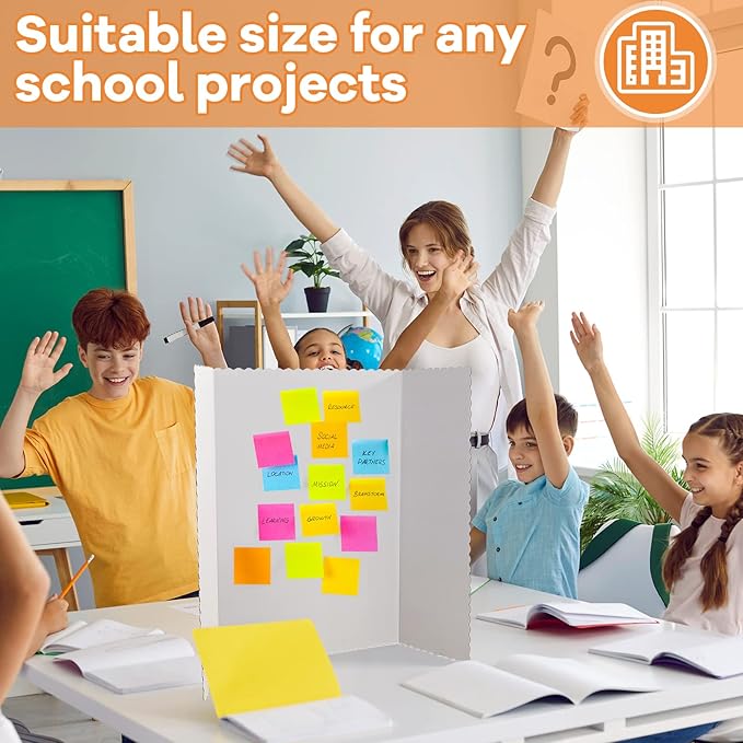 Ctosree 24 Pcs 48 * 36 Inch Tri Fold Poster Board Bulk, Science Fair Project Display Paperboard, Single Wall, Lightweight Presentation Board (White)