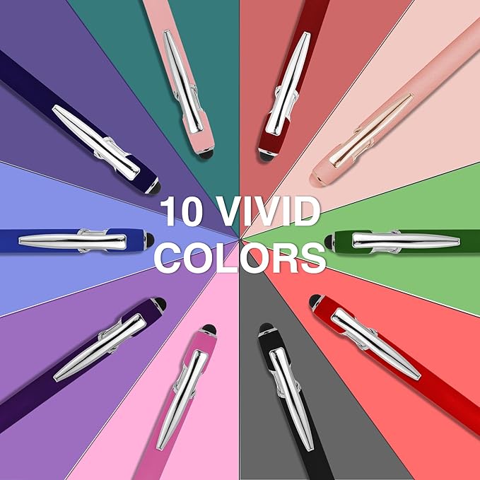 CRME Personalized Pens with Stylus Custom Pens in Bulk Customized Pen Engraved with Name Business Logo Multi Colors Ideal for School Supplies,Teacher Supplies,and Office Supplies Metal Material Black