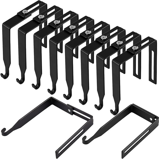 Amylove 8 Pcs Adjustable Cubicle Hanger Universal Partition Metal Cubicle Hooks Door Hanger, Adjusted to Fit Panels with 1 3/8 Inch to 3 1/2 Inch Thickness for Office Whiteboard (Black)