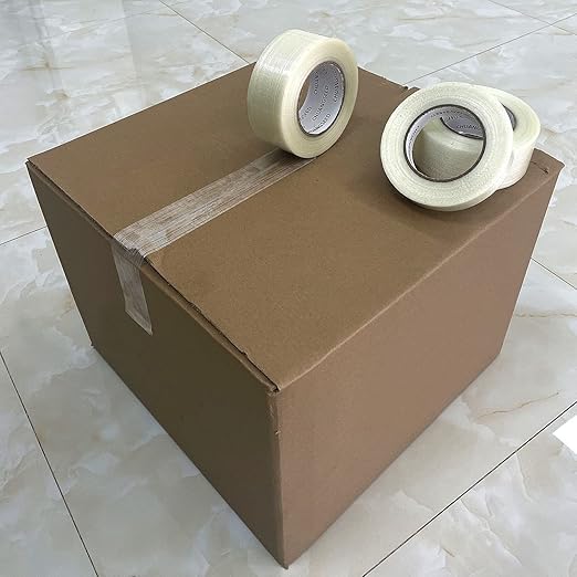 CHUANGSEED 3Pack Mono Filament Strapping Tape 6.2mil x 2Inch x 60yds Commodity Grade Heavy Duty Transparent Reinforced Fiberglass Tape