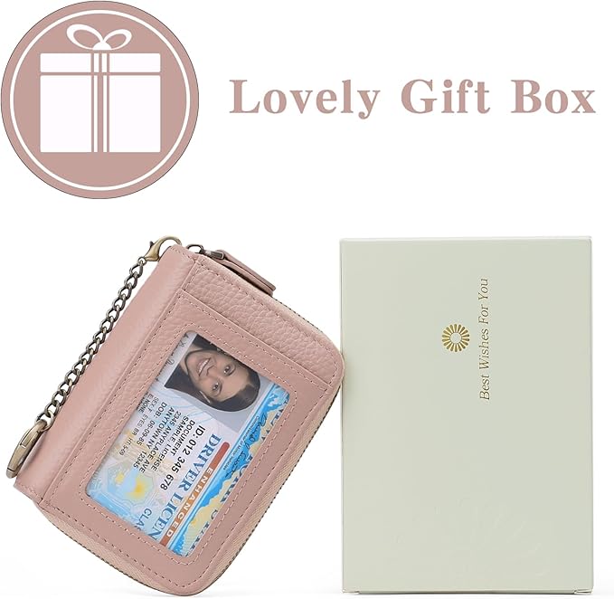 GOIACII Small Genuine Leather Wallet for Women, RFID Blocking Credit Card Holder Wallet