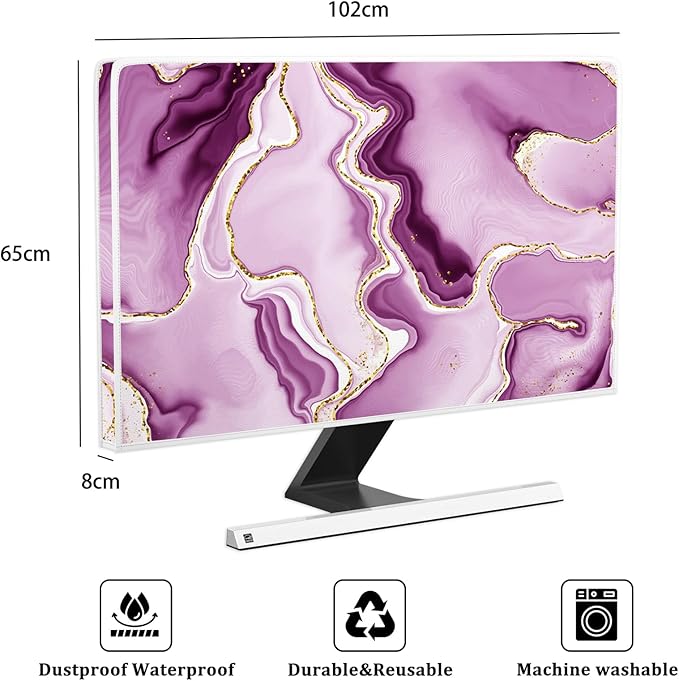 Baocicco Violet Gold Marble Waterproof Weatherproof and Dust-Proof TV Screen Cover 40, 41, 42, 43 Inch for Home Office Creative TV Covers for TVs Screen Anti-Static Dustproof Protective