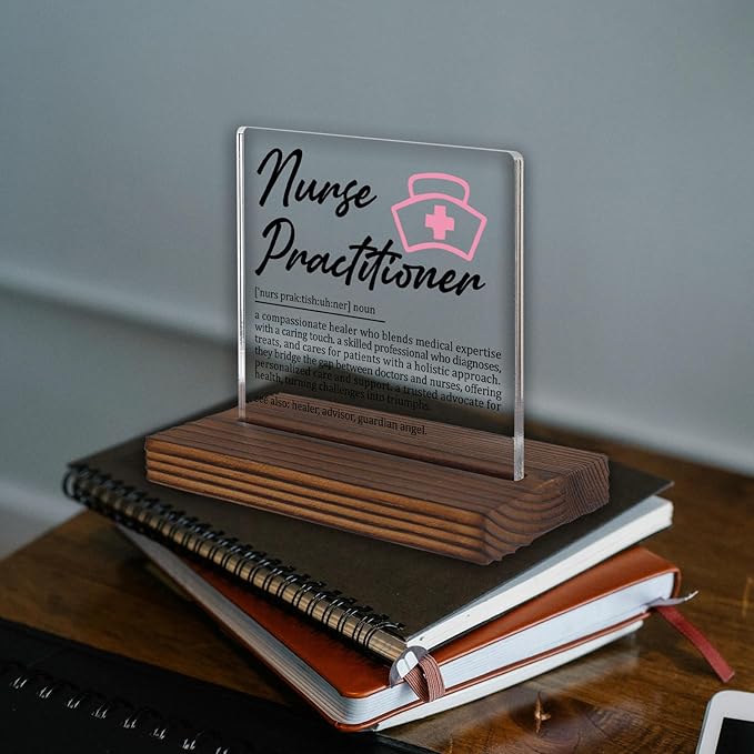 Nurse Practitioner Gifts, Thank You Appreciation Desk Sign for NP Week Graduation Birthday Office Decor, Personalized Medical Recognition Plaque for Advanced Practice Nurses PA027