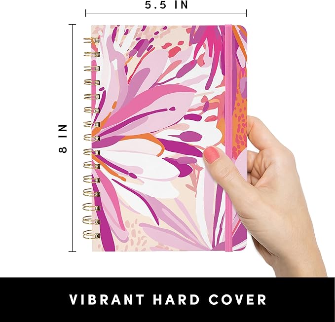 PAPERAGE Lined Spiral Journal Notebook, (Flower Daze), 160 Pages, Hardcover Journal for Women & Men, Medium 5.5 in x 8 in - 100 GSM, Thick Paper, Spiral Notebook for Work, School & Journaling