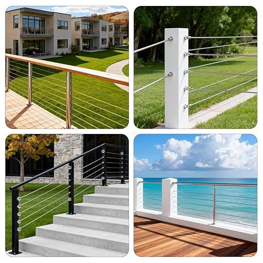 120 Pack Cable Railing Protector Sleeves,T316 Stainless Steel Protective Sleeves for 1/8" 5/32" or 3/16" Deck Cable Railing | Wood/Composite Posts/DIY Balustrade