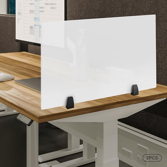 2pcs Acrylic Free Standing Screen, Frosted Clear Acrylic Divider, Dividers for Desk Privacy Home & Office Partitions for Table Top Workstation, Plexiglas Sneeze Guard Shield (30 x 18 inch)