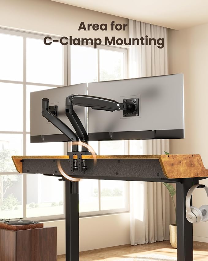 ErGear Electric Standing Desk with Drawers, 48″ x 24″ Gaming Table Compatible Monitor Stand, Stand up Desks, Home Office Height-Adjustable Desk with Storage Shelf, 4 Preset Heights, Vintage Brown