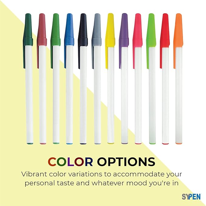 SyPen Personalized Stick Pens With your Custom Logo or Text-500 Pack Bulk-for Businesses, Parties, and Events, Custom Printed Slim Ballpoint Pens with Cap, Pink, Black Ink