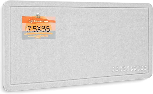 Bulletin Board, 35 x 17 1/2 inches Felt Board - Decorative Pin Board, Cork Board Alternative for Wall, Foldable Self-Adhesive Vision Board Prayer Board with 20 Pushpins - Light Gray