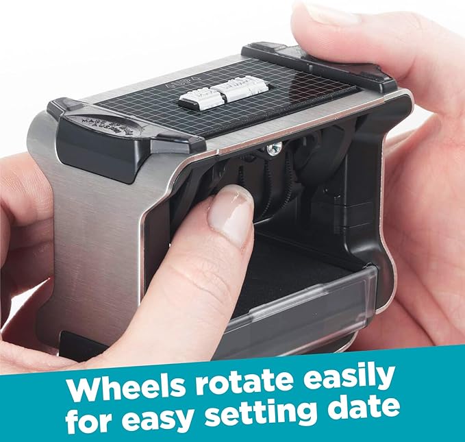 Trodat 5430 Professional Self-Inking Date Stamp with Entered - Blue/Red 2 Color Ink